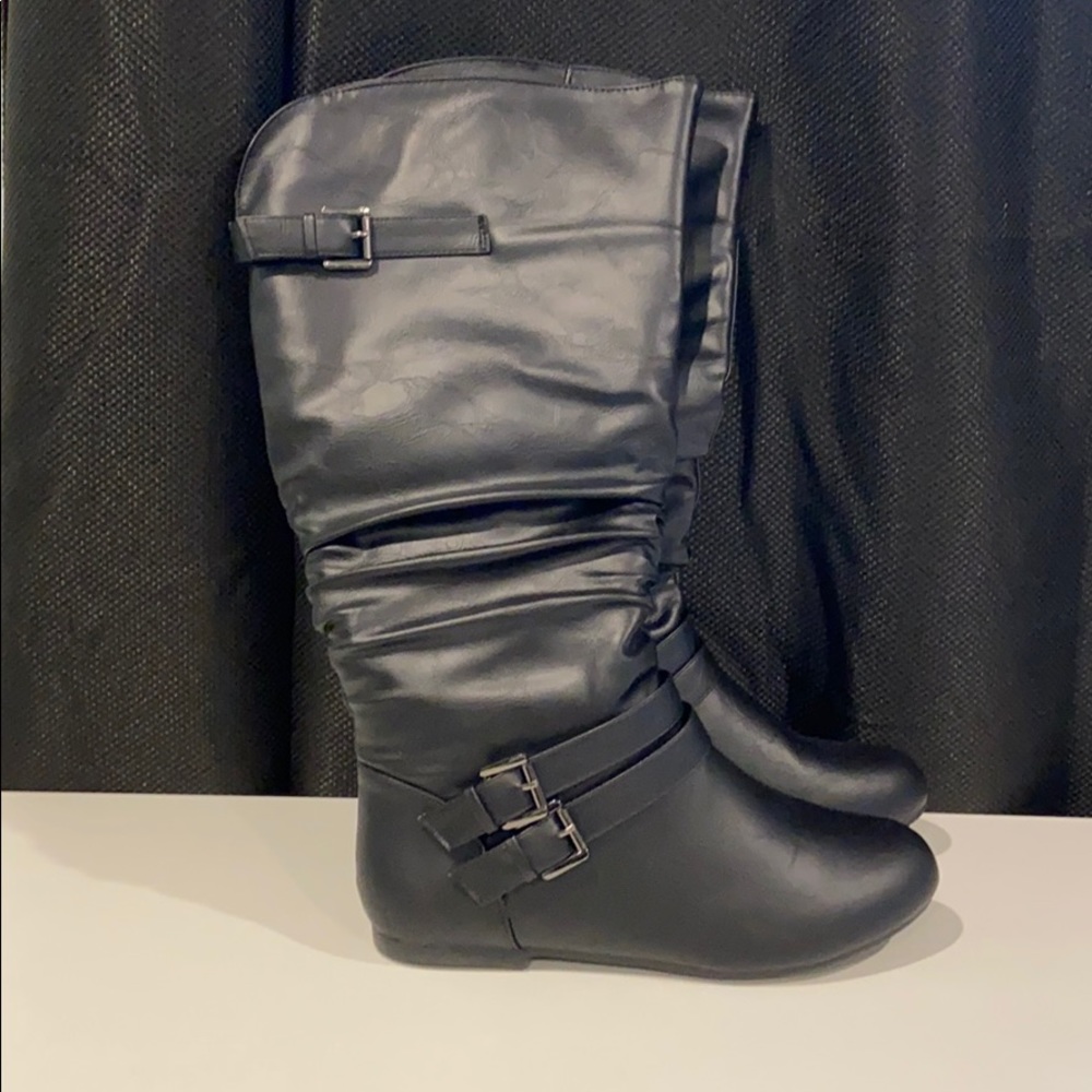 Twisted Wide Calf Shelley Black Boots size 9W